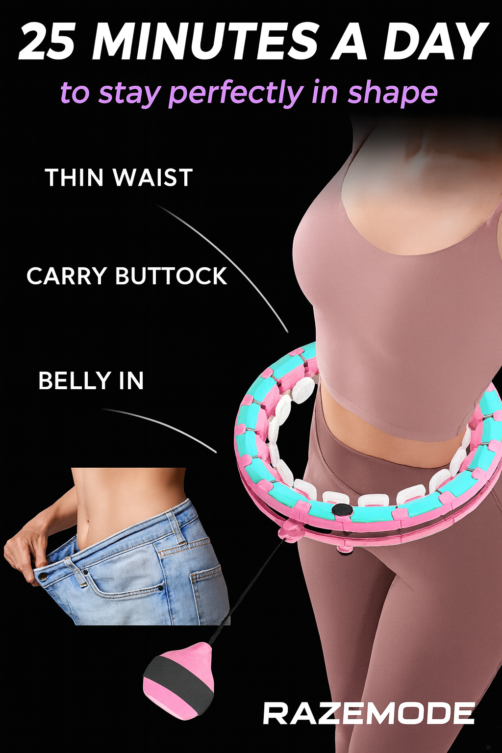 RAZEMODE™ Gravity Hoop - Weighted smart hula hoop for Core Strengh and Fat Burn